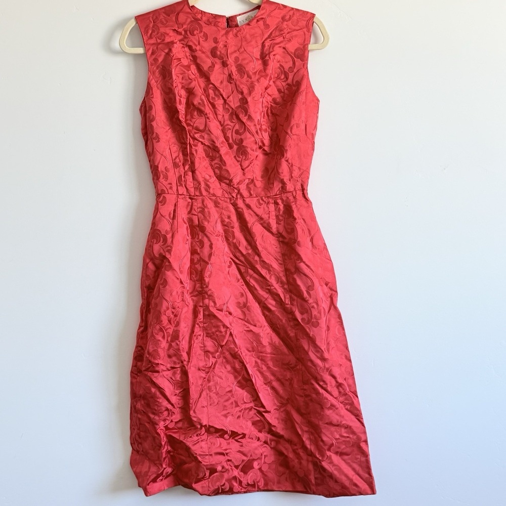 Vintage Dynasty Hong Kong Red Silk Jacquard Cocktail Dress 1960s Mid Century S/M